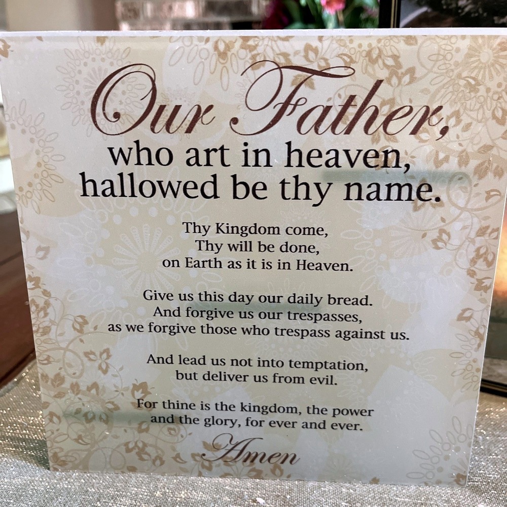 Interiors By Design Vintage Glass Stairstep Candle Holder Lord's Prayer - Picture 2 of 7